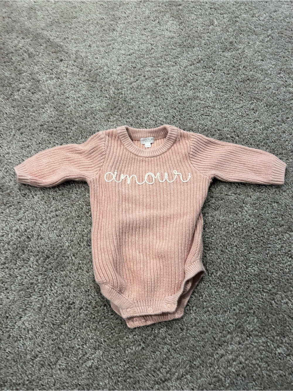 Amour Knit One-Piece Bodysuit in Blush Pink